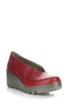 Fly London Beso Wedge Pump In 009 Cherry Red Verona Leather