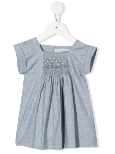 Bonpoint Baby Pais Cotton Twill And Wool Dress In Blue