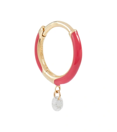 Persée 18kt Gold Single Hoop Earring In Yellow Gold/pink