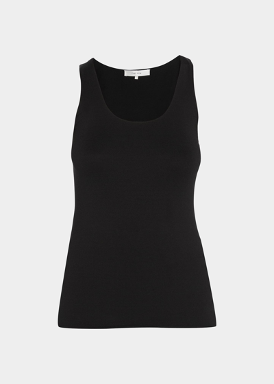 The Row Fenya Scoop-neck Silk Tank Top In Black