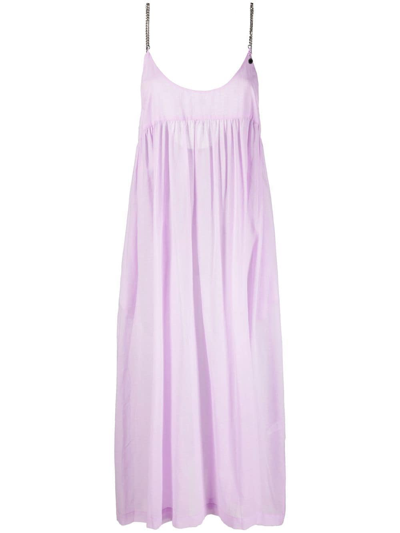 Stella Mccartney Falabella Chain-strap Long Cotton Dress In 紫色