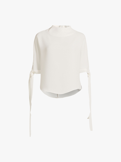 Edeline Lee Funnel-neck Pedernal Blouse In White