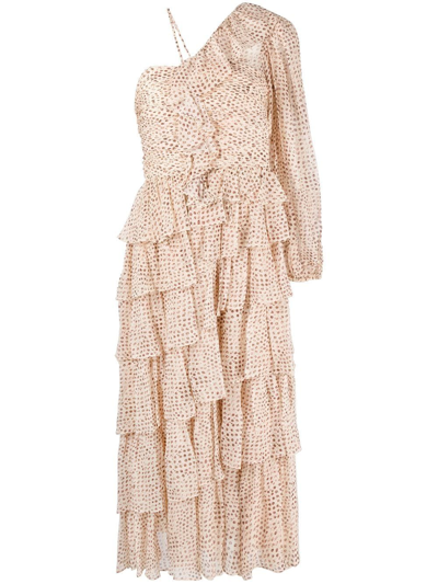 Ulla Johnson Hazel One-shoulder Tiered Dress In Neutrals