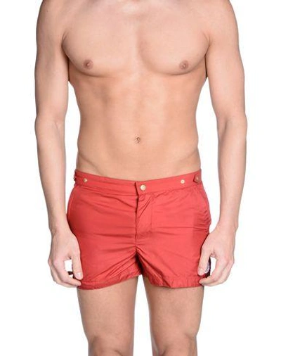 Robinson Les Bains Swim Shorts In Red