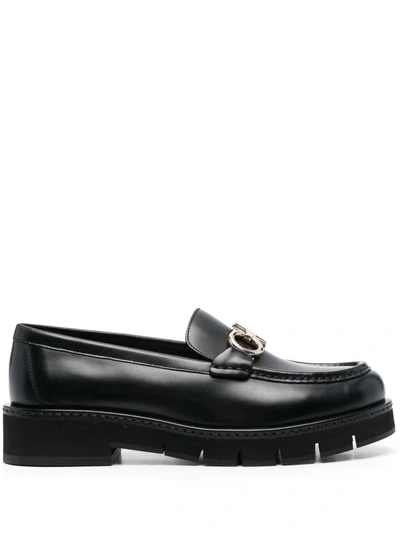 Salvatore Ferragamo Ferragamo Salvatore  Rolo Leather Lug Loafers Shoes In Black