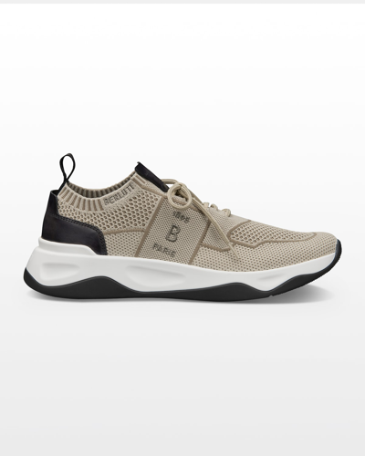 Berluti Shadow Leather-trimmed Mesh Sneakers In Neutrals