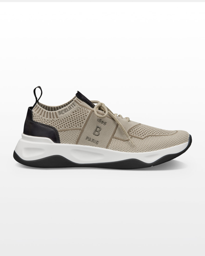 Berluti Shadow Leather-trimmed Mesh Trainers In Nude & Neutrals