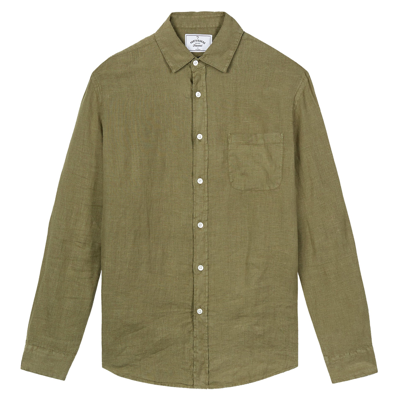 Portuguese Flannel Linen Shirt Olive In Green