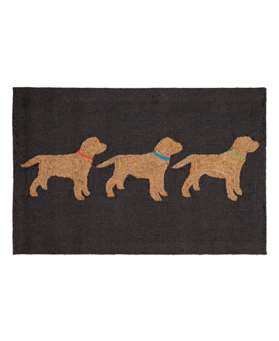 Liora Manne Frontporch Yellow Labs 2' X 3' Outdoor Area Rug In Black