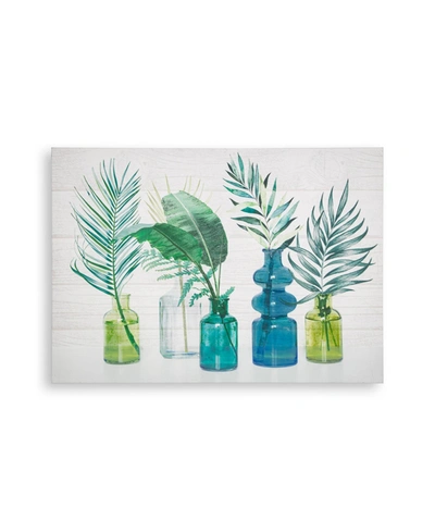Art For The Home Tropical Palm Bottles Printed Canvas Wall Art In Blue/green/white