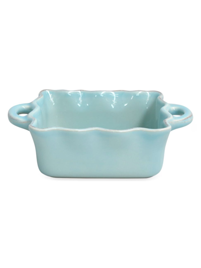 Casafina Stoneware White Square Ruffle Baker With Handles In Robins Egg Blue