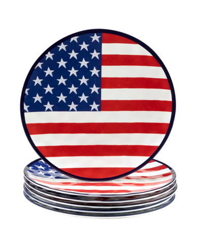 Certified International Stars And Stripes Melamine Plate Set, 6 Piece In Red