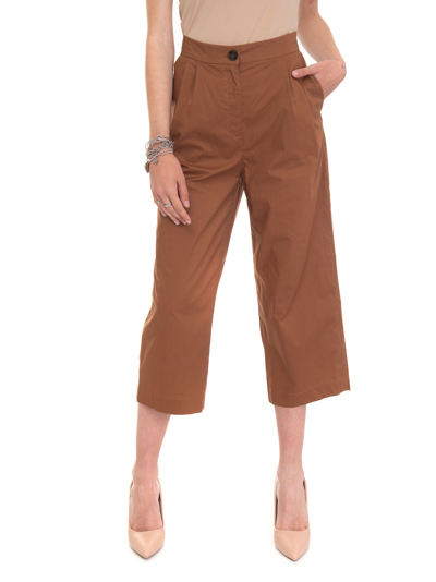 Woolrich Poplin Pant Cotton Trousers Biscuit  Woman In Rusty Brown