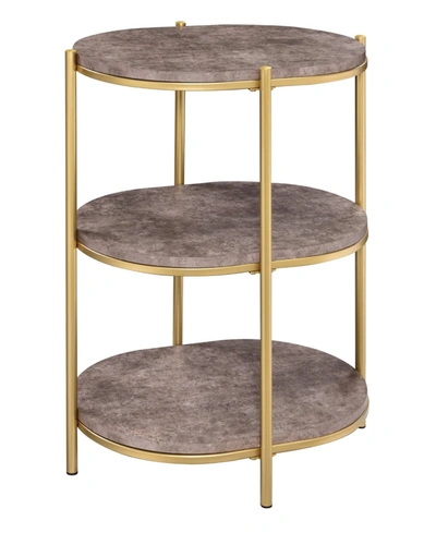Osp Home Furnishings Renton 3-tier Oval Table In Brown Stone/soft Gold-tone