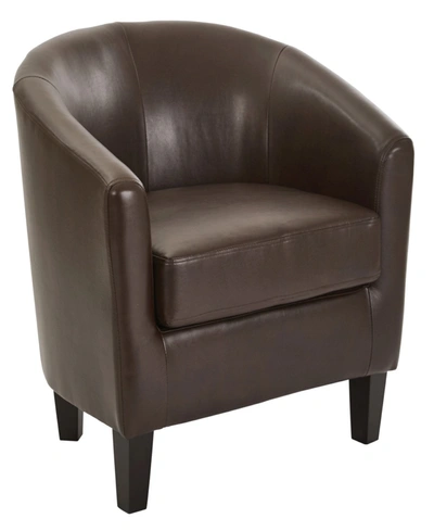 Osp Home Furnishings Ethan Fabric Tub Chair With Wood Legs In Cocoa