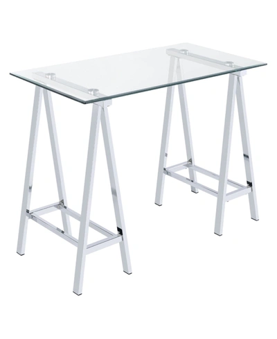 Osp Home Furnishings Middleton Desk With Clear Glass Top In Chrome