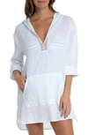 La Blanca Hooded Cotton Gauze Cover-up Tunic In White