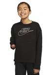 Nike Kids' Fleece Crewneck Sweatshirt In Black/ White
