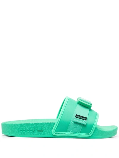 Adidas Originals Adilette Zip-pouch Slides In Green
