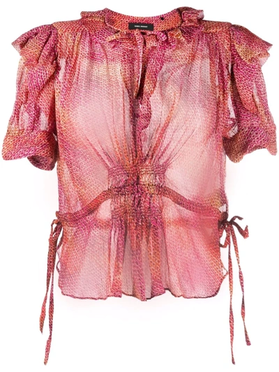 Isabel Marant Abstract-print Draped Blouse In Red