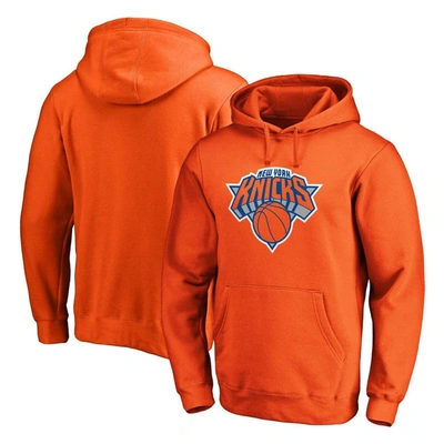 Fanatics Branded Orange New York Knicks Icon Primary Logo Fitted Pullover Hoodie