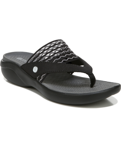 Bzees Cabana Washable Thong Sandals Women's Shoes In Black Stretch Fabric