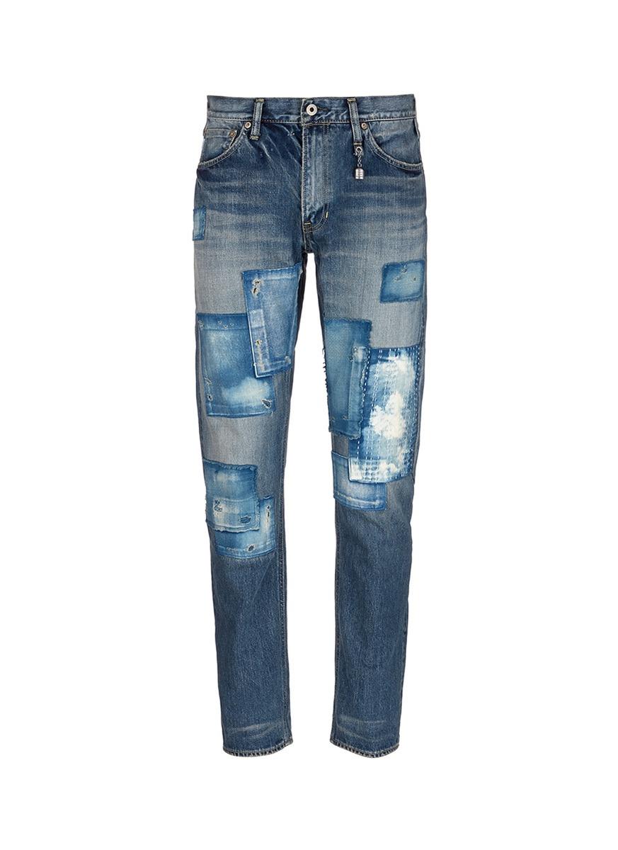 Fdmtl Boro Patchwork Slim Fit Jeans | ModeSens