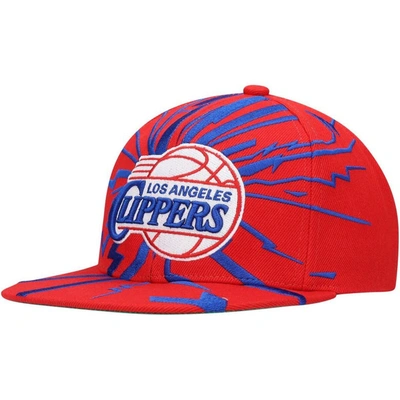 Mitchell & Ness Men's  Red La Clippers Hardwood Classics Earthquake Snapback Hat