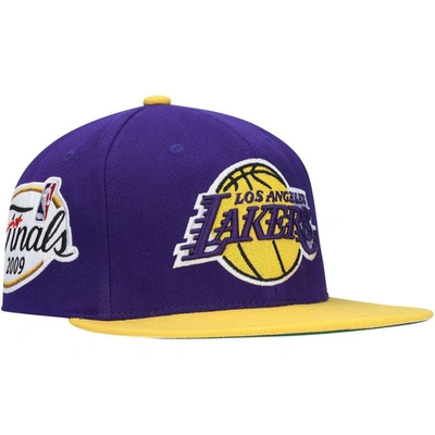 Mitchell & Ness Men's  Purple, Gold Los Angeles Lakers 2009 Nba Finals Xl Patch Snapback Hat In Purple,gold