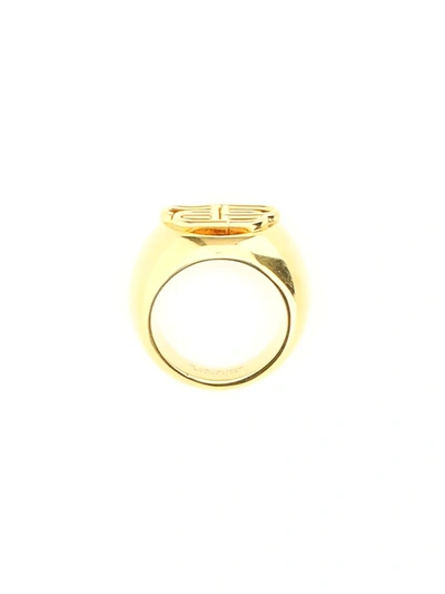 Balenciaga Ring With Bb Logo In Gold
