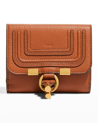 Chloé Marcie Square Leather Wallet In Tan