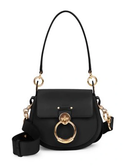 Chloé Small Tess Leather Saddle Bag In Black