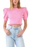 Endless Rose Puff Sleeve Open Back Knit Top In Pink