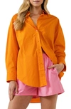 Grey Lab Oversize Cotton Button-up Shirt In Orange