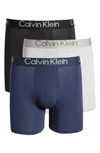 Calvin Klein Ultra-soft Modern 3-pack Stretch Modal Boxer Briefs In Black Blue