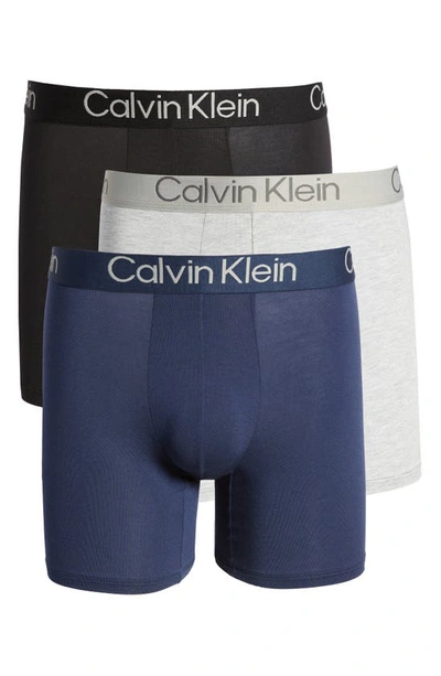 Calvin Klein Ultra-soft Modern 3-pack Stretch Modal Boxer Briefs In Black Blue