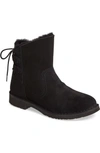 Ugg Naiyah Lace-back Genuine Shearling Boot In Black Nubuck Leather