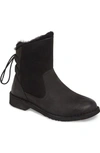 Ugg Naiyah Lace-back Genuine Shearling Boot In Black/ Black Nubuck Leather