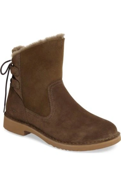 Ugg Naiyah Lace-back Genuine Shearling Boot In Spruce Nubuck Leather