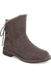 Ugg Naiyah Lace-back Genuine Shearling Boot In Charcoal Nubuck Leather
