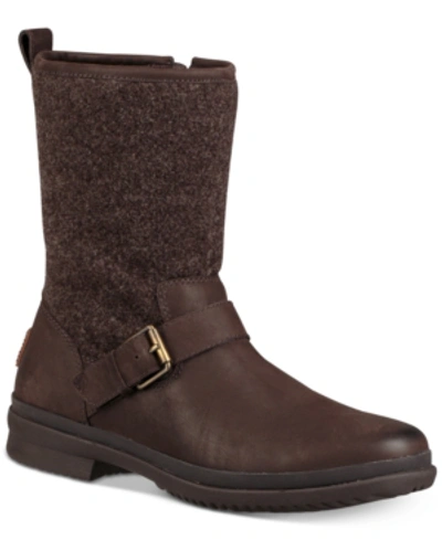Ugg Robbie Leather & Sheepskin Boots In Stout