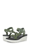 Fly London Yefa Wedge Sandal In Military/ Black