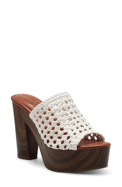 Jessica Simpson Shelbie Platform Slide Sandal In Bright White