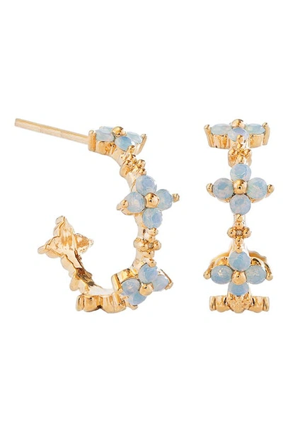 Girls Crew Blue Blossom Love Hoop Earrings In Gold-plated