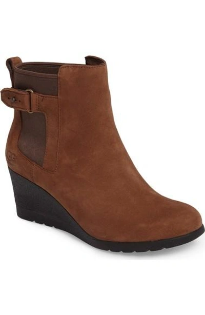 Ugg Waterproof Insulated Wedge Boot In Stout Leather