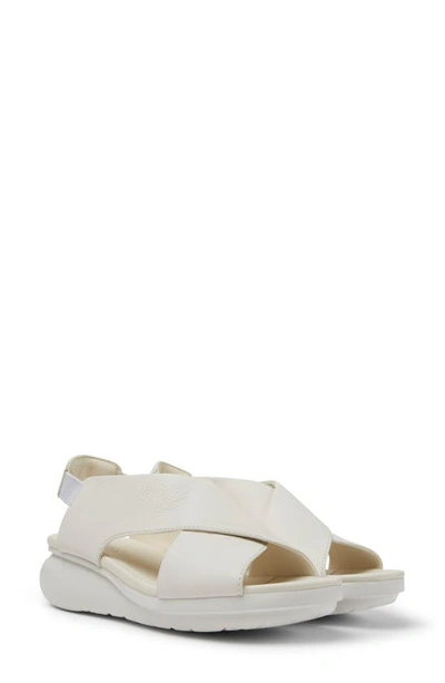 Camper Balloon Slingback Wedge Sandal In Light Beige Leather