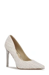 Nine West Women's Tatiana Pointy Toe Pumps Women's Shoes In White Boucle