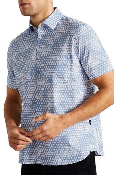 Ted Baker Hunno Print Short Sleeve Button-up Shirt In Light Blue