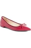 Prada Pointy Toe Flat In Burgundy