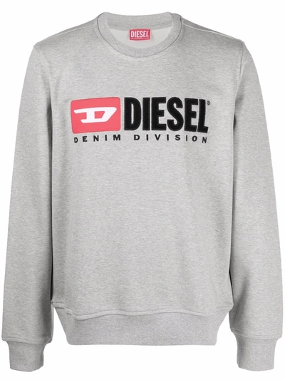 Diesel Logo-print Crewneck Sweatshirt In Grau